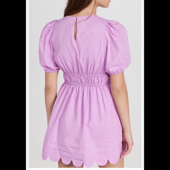 English Factory Scallop Detail Cotton Lilac Mini Dress, Size XSmall - Picture 2 of 6